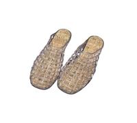 Gyios Women's Clogs & Mules Clear PVC Mule Slippers, Slip-on Closed Toe Flat Rubber Slide Shoes for Four Seasons Daily Casual Outfits-white-37