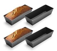 Gyism 4 Pcs Rectangular Bread Pan, 3LB Carbon Steel Bread Baking Tin, 12 Inch Non-Stick Loaf Tins, Loaf Baking Pan Ideal for Cakes, Banana Bread & Meatloaf (31.3x11.5x7.5cm)