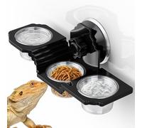 GYJZZW Crested Gecko Food Dish, All-in-One Gecko Feeding Ledge, Reptile Water Dish with Cups, for Reptiles Food/Water/Supplements Feeding, Strong Suction Cup Design, Easy to Clean (A1)