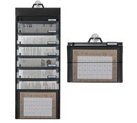 GYJZZW Expanding Wall Accordion File Folder, A4 File Wallet Bag with Hanging 6 Transparent Pockets, Portable and Foldable Files Storage Organizer with 6 Folders for Classrooms Offices (Black)