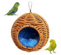GYJZZW Rattan Bird Nest Parrot Nesting House Parakeet Hanging Swing Soft Lovebird Warm Bed Sleeping, Bird Cage Accessories for Cockatiels Budgerigars Finches Canaries Parrots (Single-Hole Style)