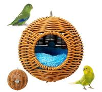 GYJZZW Rattan Bird Nest Parrot Nesting House Parakeet Hanging Swing Soft Lovebird Warm Bed Sleeping, Bird Cage Accessories for Cockatiels Budgerigars Finches Canaries Parrots (Single-hole screw type)