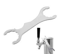 GYJZZW Stainless Steel Beer Faucet Wrench, Multi-Functional Kegerator Tool for Tap Tower & Coupler Nuts, Draft Beer Spanner with Dual-Size Openings for Home Brewing & Bar Maintenance (1 Pcs)