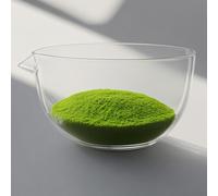GYJZZW Textured Glass Matcha Bowl with Spout,1 Pack Handmade Clear Glass Chawan Matcha Green Tea Whisk Bowls, Style Cute Salad Mixing Bowl Cup 400ml 13.5 oz (Bowl-C)