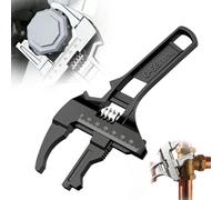 GYJZZW Wide Jaw Adjustable Plumbing Wrench, Short Handle Stubby Adjustable Wrench with 68mm Wide Opening, Heavy-Duty Steel Repair Tool for Faucet, Pipe, Confined Space (Black)
