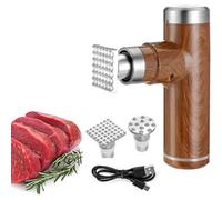 GYKOZY Electric Meat Tenderizer Tool 25w, Handheld Machine with 2 Stainless Steel Detachable Hammer Heads 6 Adjustable Levels for Beef (Brown)