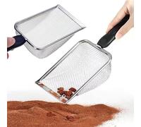 Gykutix 2 Pcs Metal Mesh Sand Scoop Reptile Sand Sieve Fine Mesh Hamster Crested Gecko Cat Vivarium