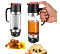 Gykutix Honey Dispenser, Honey Jar with Handle, Food Grade Clear Glass for Honey, Syrup, Jam, Cow's Milk, Coffee, Tea