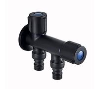 GYLHBQEGB Double Garden Faucet one in Two Out Washing Machine Faucet Double Brass Faucet Adapter Dual Outlet Brass faucets Outdoor Double Control Angle Valve, Black C(Black C)