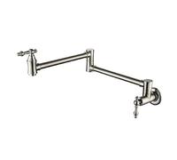 GYLHBQEGB Folding Faucet Pot Filler Faucet Wall Mount, Solid Brass Folding Kitchen Restaurant Sink Faucet with Double Joint Swing Arm Single Hole Two Handles Co