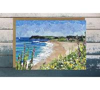 Gylly Beach, Falmouth, Cornwall, a handcrafted paper collage art card, 5x7 inches, printed on premium FSC-certified matte paper
