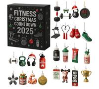 Gym Advent Calendars 2025, 24 Days Fitness Equipment Ornament Christmas Countdown Calendar, Acrylic Workout Equipment Pendant Advents Calendars, Fitness Gear Accessories Christmas Tree Decorations