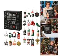 Gym Advent Calendars 2025, 24 Days Gym Equipment Ornaments Christmas Countdown Calendar, 2d Acrylic Christmas Fitness Ornaments, Fitness Gear Ornament Xmas Tree Decorations for Fitness Lovers (AA)
