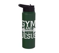 Gym and Jesus Faith Barbell Power Workout Stainless Steel Insulated Water Bottle