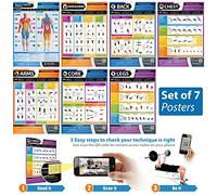 Gym and Muscle Building Workout Posters - Set of 7 - EXTRA LARGE - A1 (841mm x 594mm) - Laminated - Exercise & Fitness Charts - Includes Video Training Support by Posterfit
