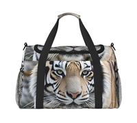 Gym Bag Black and White Tiger Duffel Bag for Men Women Overnight Bag with Shoe Compartment Travel Workout Bags