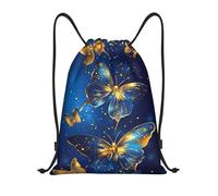 Gym Bag Blue Butterfly Pattern Sackpack Unisex String Bag Heavy Duty Drawstring Backpack For Gym Beach Sports 36X42Cm