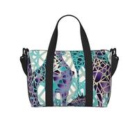 Gym Bag Blue Giraffe Pattern Duffel Bag for Men Women Travel Overnight Bag with Shoe Compartment Workout Bags
