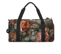 Gym Bag Blue Wave Art Duffel Bag for Men Women Overnight Bag with Shoe Compartment Workout Bags, Flowering Plant, One Size, Art Deco