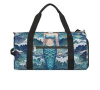 Gym Bag Blue Waves Squama Mermaid Scale Printed Duffle Bag Yoga Bag Small Printed Gym Bag for Gym Travel Swimming