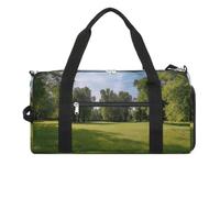 Gym Bag Cartoon Eyes Pattern Duffel Bag for Men Women Overnight Bag with Shoe Compartment Workout Bags, Green Grass in the Park, One Size, Art Deco