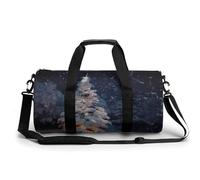 Gym Bag Christmas Santa Claus Duffel Bag for Men Women Overnight Bag with Shoe Compartment Workout Bags, Christmas Tree Snow, 17.7in/9in/9in, Art Deco