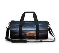 Gym Bag Christmas Santa Claus Duffel Bag for Men Women Overnight Bag with Shoe Compartment Workout Bags, cities night view, 17.7in/9in/9in, Art Deco