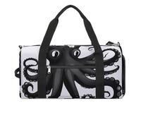 Gym Bag Coconut Palm Beach Duffel Bag for Men Women Overnight Bag with Shoe Compartment Workout Bags, Classic Black Octopus, One Size, Art Deco