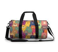 Gym Bag Color Stones Hippie Duffel Bag for Men Women Overnight Bag with Shoe Compartment Workout Bags, Colorful Bears, 17.7in/9in/9in, Art Deco