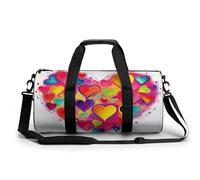 Gym Bag Colorful Dog Paw Print Duffel Bag for Men Women Overnight Bag with Shoe Compartment Workout Bags, Colourful Heart, 17.7in/9in/9in, Art Deco
