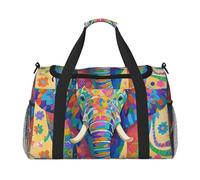 Gym Bag Colorful Elephant Duffel Bag for Men Women Overnight Bag with Shoe Compartment Travel Workout Bags