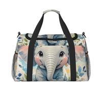 Gym Bag Cute Baby Elephant Watercolor Duffel Bag for Men Women Overnight Bag with Shoe Compartment Travel Workout Bags