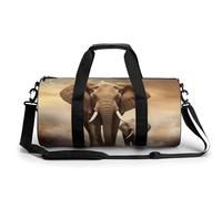 Gym Bag Cute Butterflies Duffel Bag for Men Women Overnight Bag with Shoe Compartment Workout Bags, Elephant And Baby Elephant, 17.7in/9in/9in, Art Deco