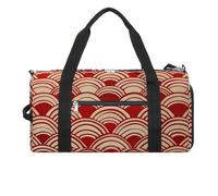 Gym Bag Dog Wearing Hat Duffel Bag for Men Women Overnight Bag with Shoe Compartment Workout Bags, With Red Waves, One Size, Art Deco