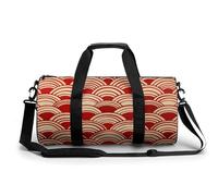 Gym Bag Dog Wearing Hat Duffel Bag for Men Women Overnight Bag with Shoe Compartment Workout Bags, With Red Waves, 17.7in/9in/9in, Art Deco