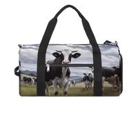 Gym Bag Elk Artwork Duffel Bag for Men Women Overnight Bag with Shoe Compartment Workout Bags, Farm Cow Pictures, One Size, Art Deco