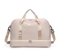 Gym Bag Expandable Travel Bag for Women, Sports Handbag, Fitness Bag, Large Capacity, One Shoulder Weekend Overnight Bag(Beige)