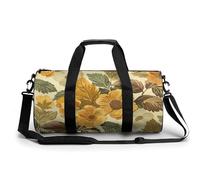 Gym Bag Flowers And White Birds Duffel Bag for Men Women Overnight Bag with Shoe Compartment Workout Bags, Large Flowers and Leaves, 17.7in/9in/9in, Art Deco
