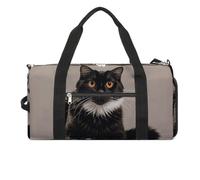 Gym Bag for Men Travel Duffle Bag Black Cat with White Tote Bag Weekender Duffel Bag Weekender Bag for Sports, style, One Size