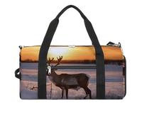 Gym Bag for Men Travel Duffle Bag Deer on Snowfield in Sunrise Tote Bag Weekender Duffel Bag Weekender Bag for Sports, style, One Size