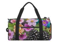 Gym Bag for Men Travel Duffle Bag Flowers And Blackberries Tote Bag Weekender Duffel Bag Weekender Bag for Sports, style, One Size