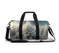 Gym Bag for Men Women A Fox Image Duffel Bag Overnight Bag with Compartment Gym Sackpac, Snow Wonderland Pine Tree Christmas, 17.7in/9in/9in