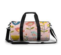 Gym Bag for Men Women A Strawberry Hanging Duffel Bag Overnight Bag with Compartment Gym Sackpac, Cartoon Birds and Bees, 17.7in/9in/9in