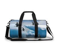 Gym Bag for Men Women Boat Map Duffel Bag Overnight Bag with Compartment Gym Sackpac, Penguins On The Iceberg, 17.7in/9in/9in