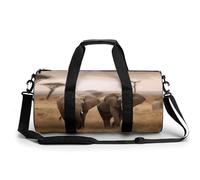 Gym Bag for Men Women Bohemian Elephant Pattern Duffel Bag Overnight Bag with Compartment Gym Sackpac, Wild Animals Elephants, 17.7in/9in/9in