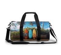 Gym Bag for Men Women Butterfly Tie Dye Duffel Bag Overnight Bag with Compartment Gym Sackpac, Surf's up Surfboard, 17.7in/9in/9in
