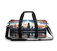 Gym Bag for Men Women Chicago Skyline Duffel Bag Overnight Bag with Compartment Gym Sackpac, Chicago Skyline, 17.7in/9in/9in
