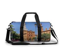 Gym Bag for Men Women Chinese Style Mandarin Ducks Duffel Bag Overnight Bag with Compartment Gym Sackpac, Spanish cities, 17.7in/9in/9in