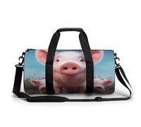 Gym Bag for Men Women Colorful Boho Floral Duffel Bag Overnight Bag with Compartment Gym Sackpac, Funny Cute Pig, 17.7in/9in/9in