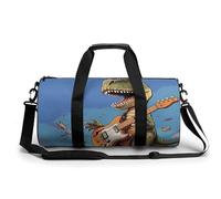 Gym Bag for Men Women Cute Black And White Panda Duffel Bag Overnight Bag with Compartment Gym Sackpac, Dinosaur playing guitar, 17.7in/9in/9in